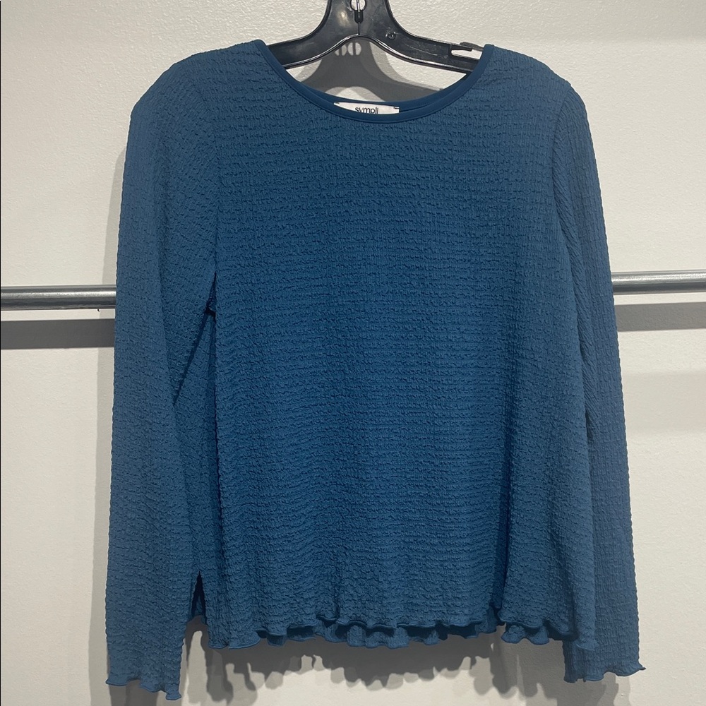 Sympli POP Blue Textured Women's Top